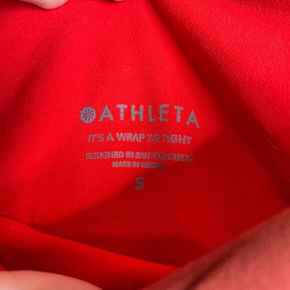 ATHLETA It's A Wrap 7/8 Tight Small Leggings Warm Orange Perforated Powervita - Picture 4 of 9